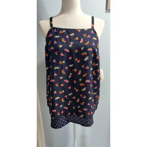 Maison Jules Layered Hem Tank Top Square Neckline NWT Size L Navy